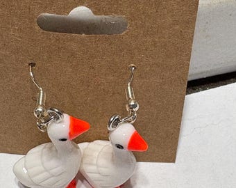 White goose earrings
