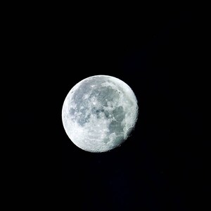 以下が含まれることがあります： 黒い背景に浮かぶ満月。 月は淡いグレーで、クレーターや表面の細部がはっきりと見えます。 月の質感と明るさを捉えたクローズアップ写真です。