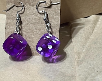 Purple Dice Earrings