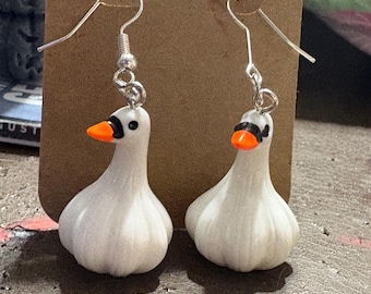 White goose earrings