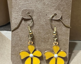 Yellow Flower Dangle Earrings