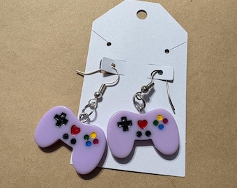 Purple Game Controller Earrings