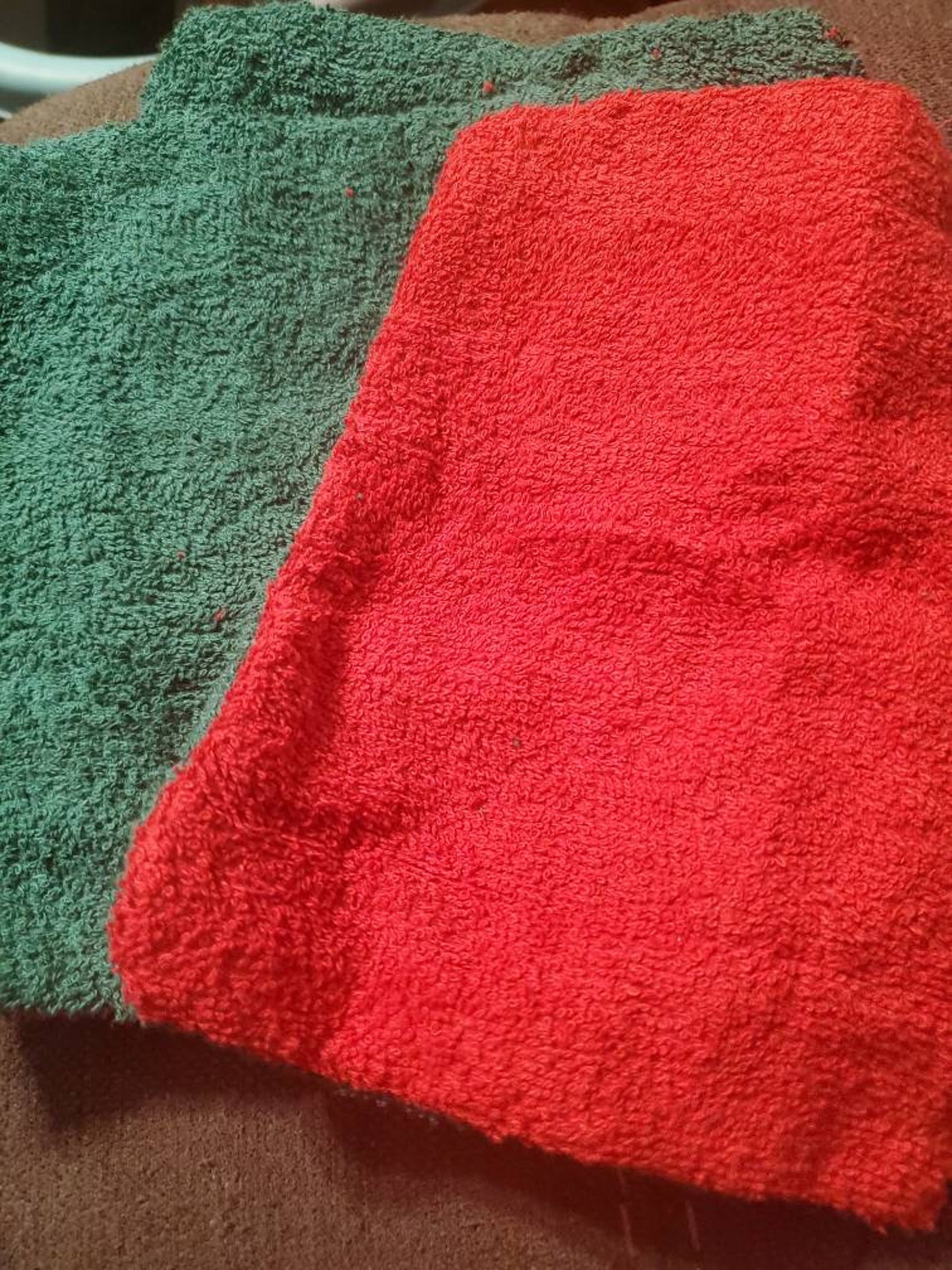 Red and green Christmas washcloths Christmas terrycloth Etsy