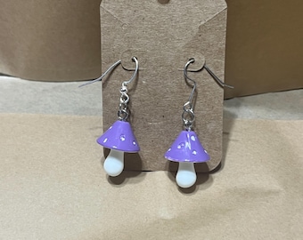 Purple Mushroom Earrings