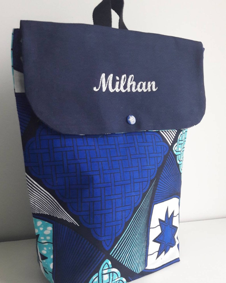 fabric baby bag satchel bag Backpack wax blue wax kids bag