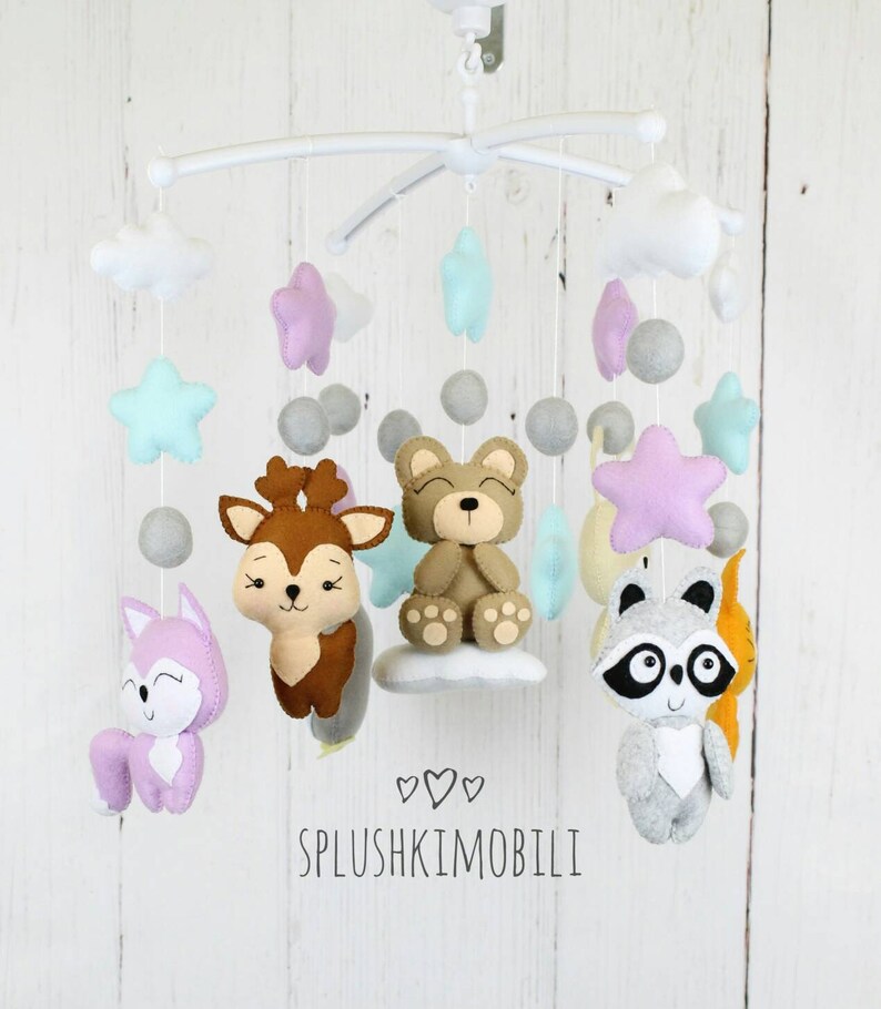 Musical Baby Mobile Crib Kinetic Mobile Hanging Felt Mobile Etsy
