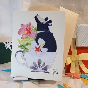 Ours hibiscus | Carte d'anniversaire au format A2