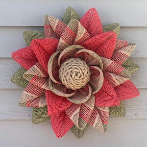 Fall Sunflower Wreath: Poly Burlap Autumn Porch Decor