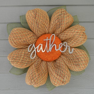 Fall Wreath, Front Door Decor, Daisy Wreath, Gather Wreath, Fall Flower Wreath, Thanksgiving Decor, Neutral Wreath