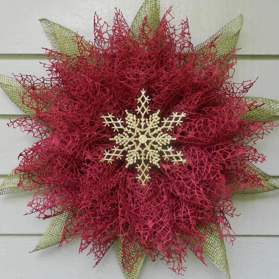 Burgundy Poinsettia Front Door Wreath Christmas Wreath Etsy