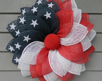 American Flag Front Door Wreath, Patriotic Wreath, July 4th Wreath, USA Wreath, Red White Blue Wreath, Summer Wreath, Memorial Day