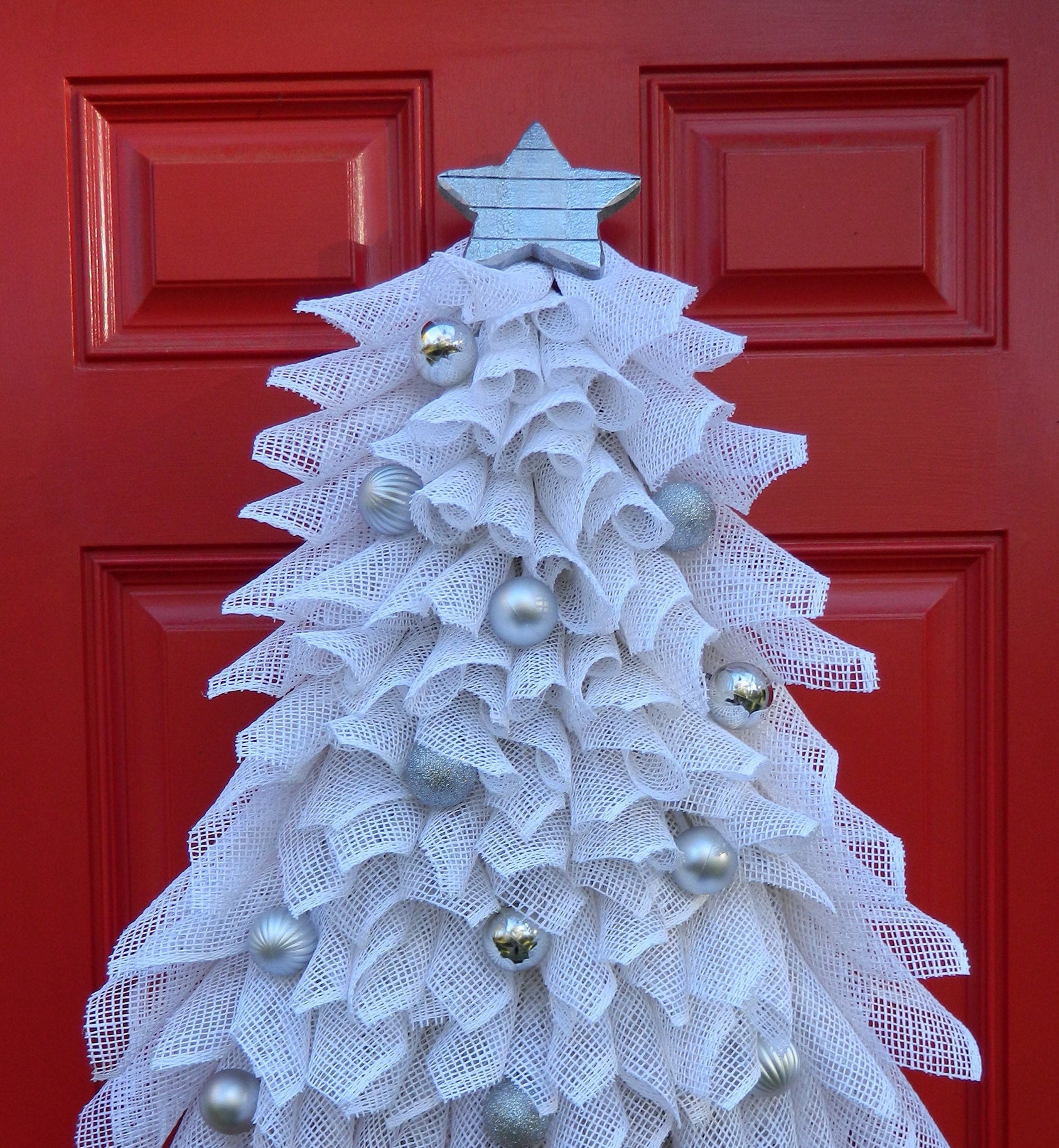 White Christmas Tree Front Door Wreath Tree Wreath Christmas Etsy