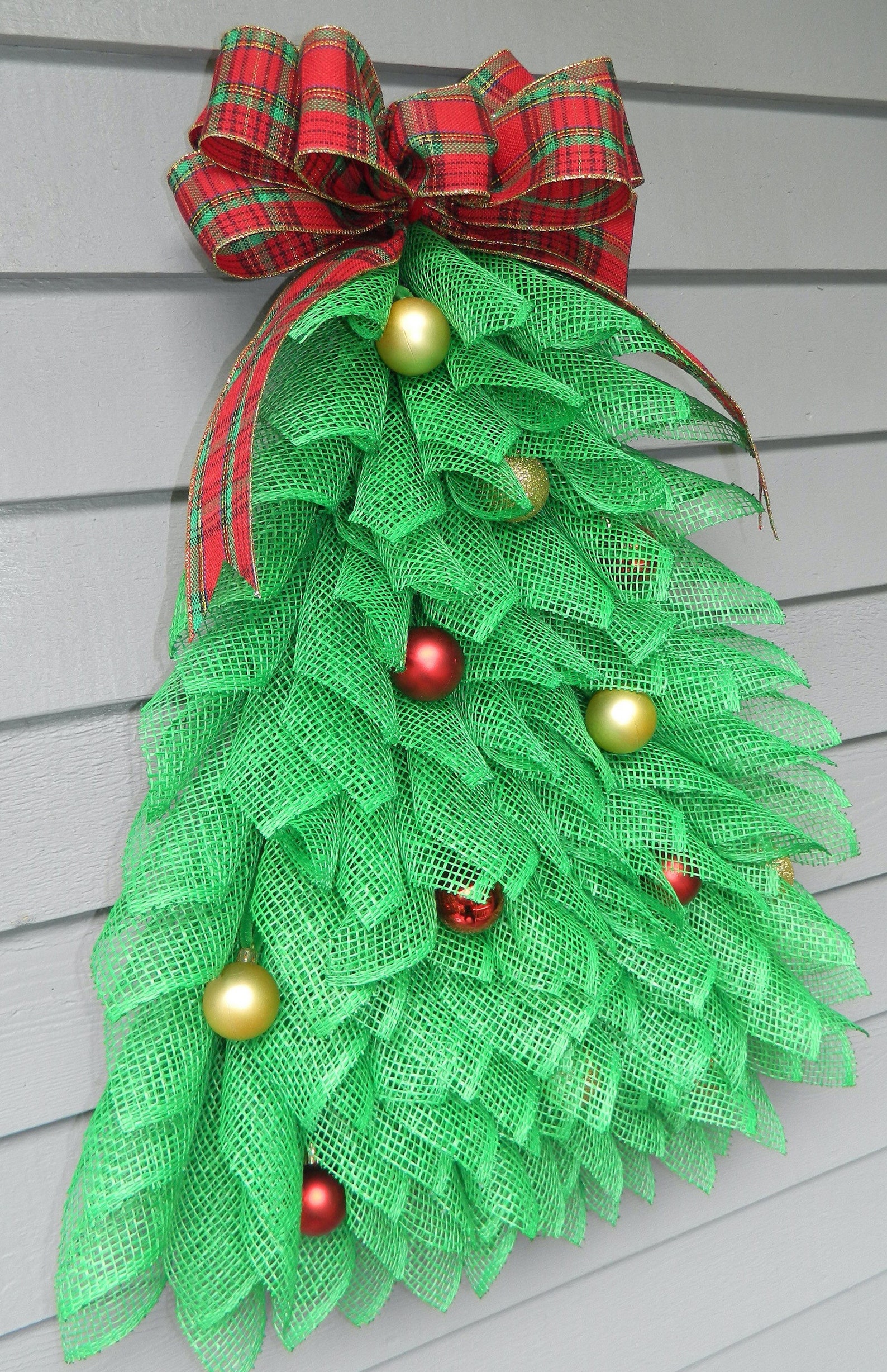 Christmas Tree Wreath Mesh Christmas Tree Wreath Christmas Etsy