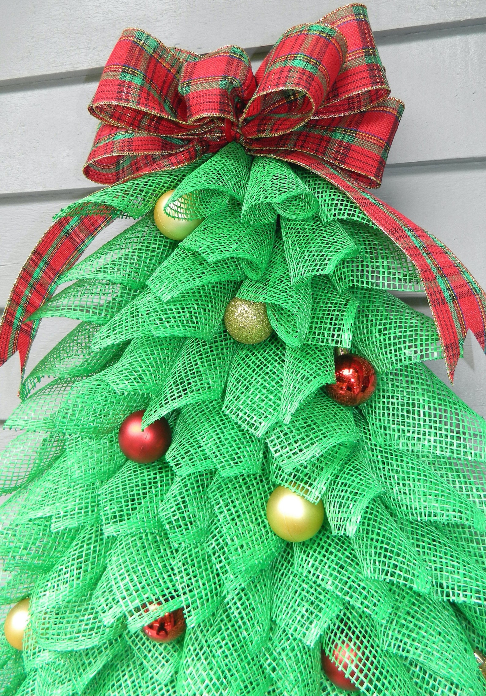 Christmas Tree Wreath Mesh Christmas Tree Wreath Christmas Etsy