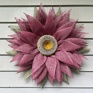 Burgundy Sunflower Wreath: Burlap Fall Door Decor