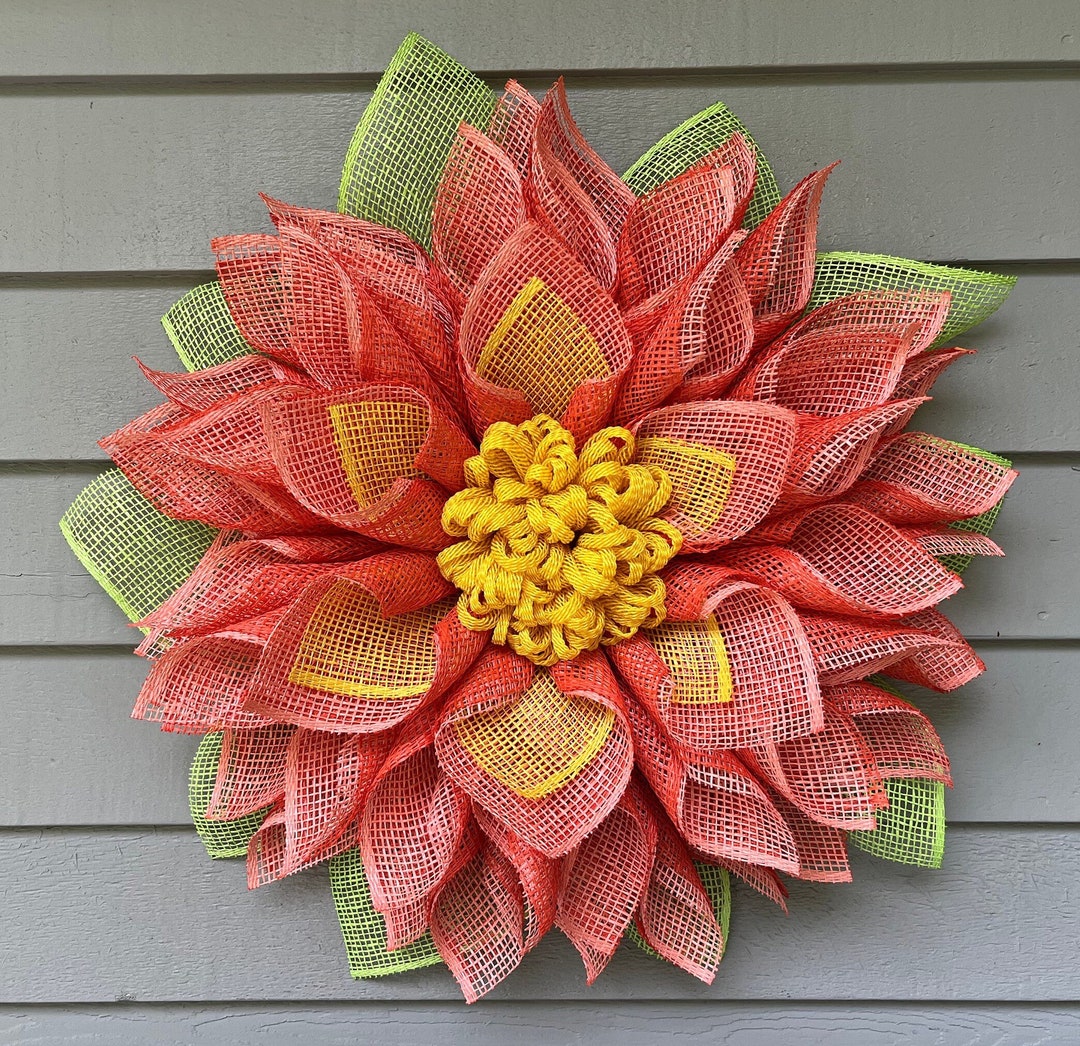 Spring Summer Flower Wreath Front Door Wreath Poinsettia Etsy