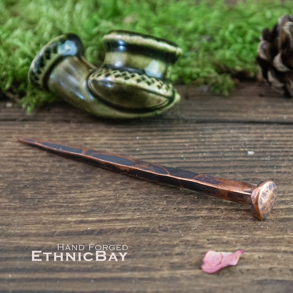 Tobacco Pipe Tool. Copper Handmade Pipe Tamper. Hand Forged Smoker Tool