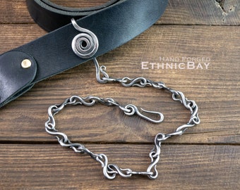 Wallet Chain made of forged Stailess Steel, Hand forged biker wallet belt chain
