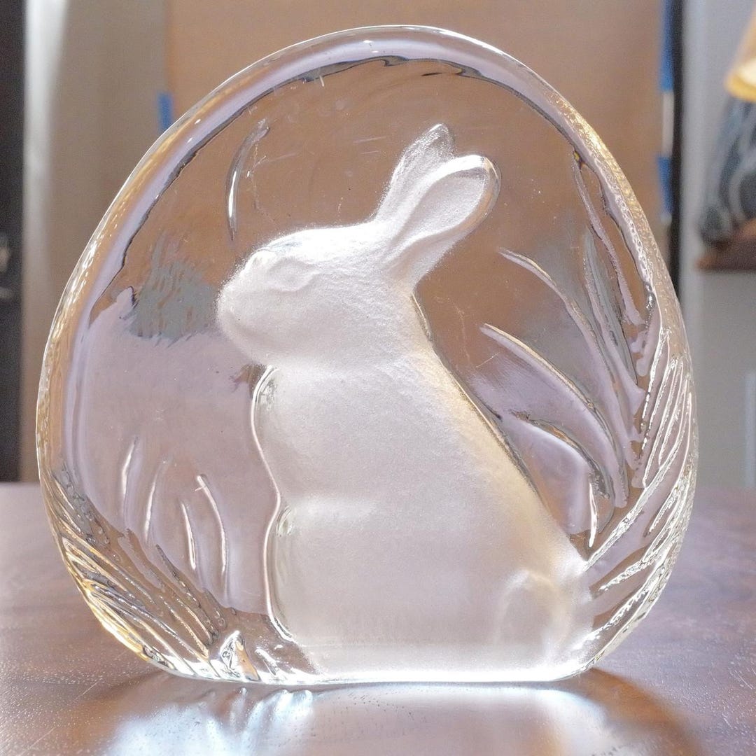 Lead Crystal Rabbit Vintage Zajecar Yugoslavia Bunny Rabbit Paperweight, 24% Lead Crystal ...