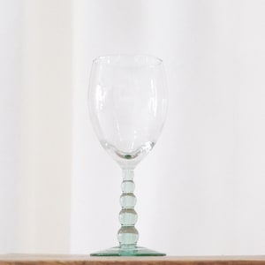 Vintage Blown Water Glasses with Bubble Stem in Spanish Green, Metropolis Pattern