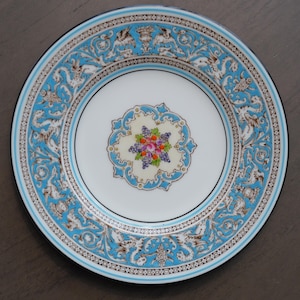 Vintage Bread and Butter Plate - Wedgwood Florentine Turquoise Rim with Fruit Center - 1950s