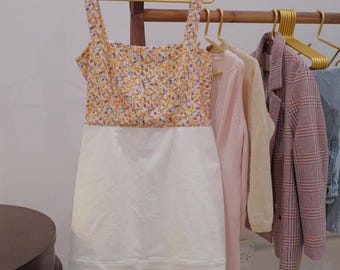 Linen and Corduroy Dress, One of a Kind, Size 10 Medium