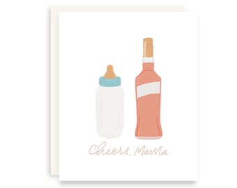 Funny New Mom Card Cheers Mama Baby Shower Gift for Friend New Baby Congratulations