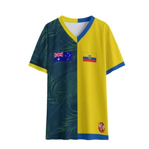 Half Australia and Half Ecuador Amolep Multinational Binational football /soccer Jersey