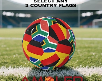 Double Flag Custom Soccer/Football Ball with Air Pump & Net Bag Storage • Gift for Fans