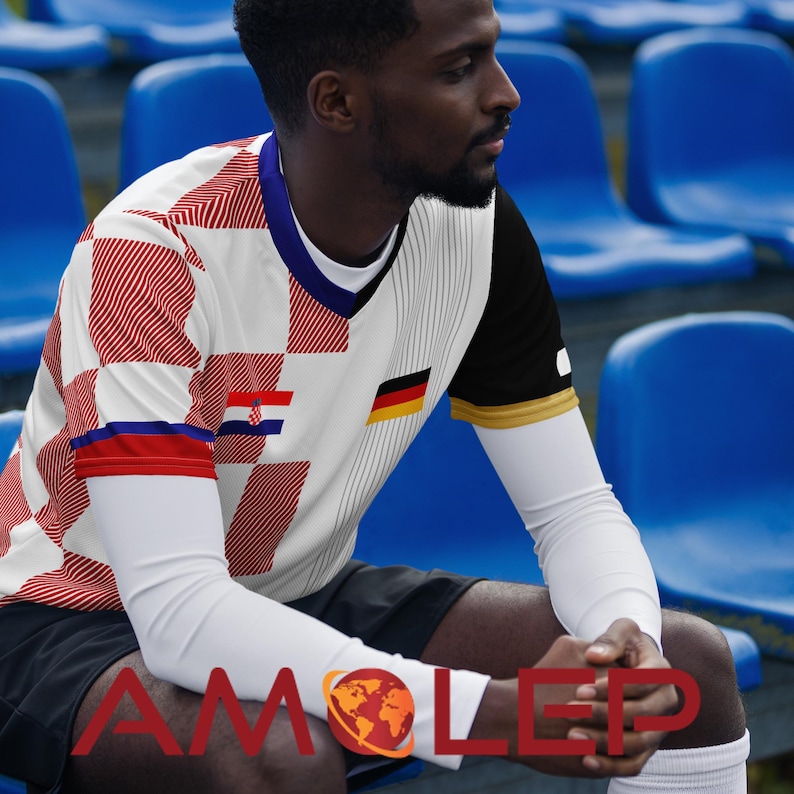 Camiseta de fútbol unisex Amolep Multinacional Binacional, mitad Croacia y mitad Alemania imagen 3
