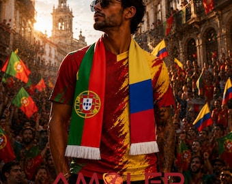 Custom Dual Flag Soccer Scarf • Binational Football Fan Scarf • Any 2 Countries Supporter Scarf