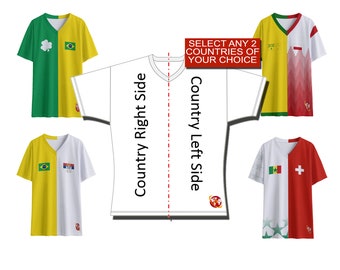 Half and Half Customizable Binational Amolep Multinational football /soccer Jersey