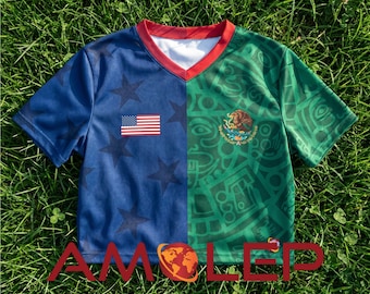 Custom Binational Dual Flag Crop Soccer/Football Jersey • Women’s V Neck Sports Top • Two Country House divided Shirt