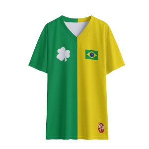 Half Ireland and Half Brazil Football / Soccer Jersey (Budget)
