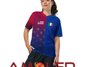 アメリカとイタリアのスプリット二国間ユニセックスサッカージャージ