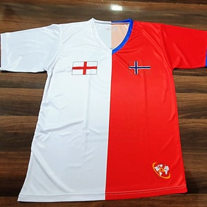 Half England and Half Norway Amolep Multinational Binational football /soccer Jersey