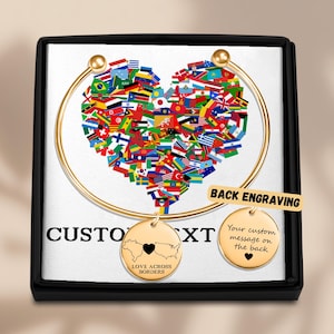 Personalized Country Necklace – Two Homes, One Heart. Perfect for long-distance relationships. Custom State and Country Map Necklace Gift.