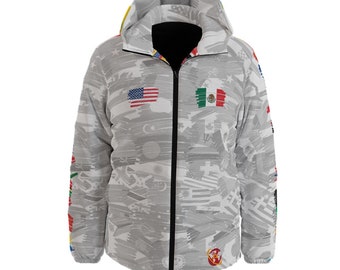 Double/Combo Mixed Flag Unisex Down Jacket - Customizable (Select any 2 Countries of your choice)