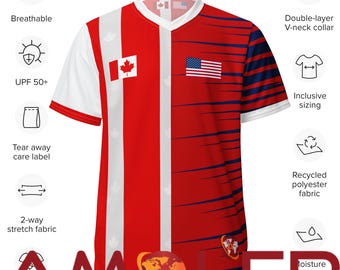 アメリカ合衆国（USA）とカナダのハーフ＆ハーフデザインのユニ