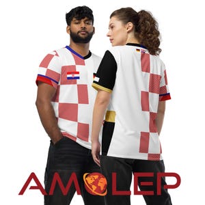 Camiseta de fútbol unisex Amolep Multinacional Binacional, mitad Croacia y mitad Alemania imagen 2