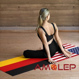 Estera de yoga personalizada con doble bandera, mitad y mitad multinacional, hecha a medida (seleccione las 2 banderas de país que prefiera).