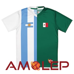 Special Sale: Half Argentina and Half Mexico Amolep Multinational football /soccer Jersey