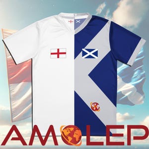 Personalizable Half England and Half Scotland Football / Soccer Binational Unisex Jersey