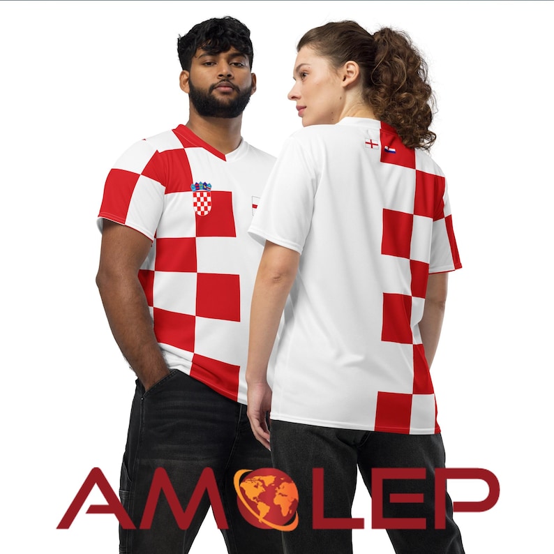 Camiseta de fútbol unisex binacional mitad Croacia mitad Inglaterra imagen 2