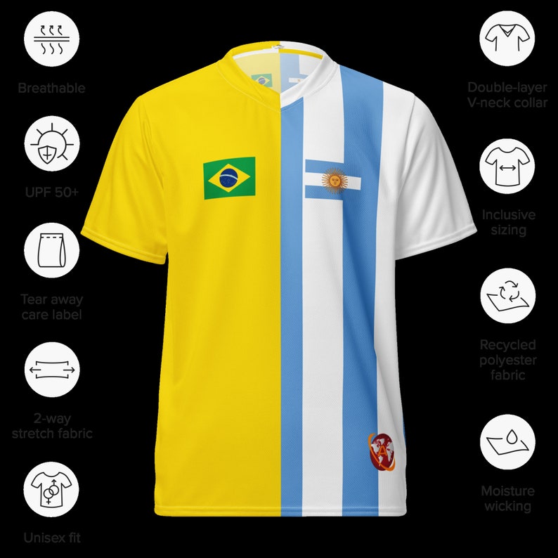 Half Argentina and Half Brazil Amolep Multinational Football /soccer Jersey Etsy