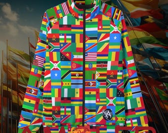 Africa Flags Unisex Stand Collar Black Lining Jacket