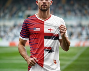 イングランド サッカーウェア 襟付き リバーシブルデザイン イングランドとアメリカ（USA）のハーフアモレップ二国間サッカーユニ