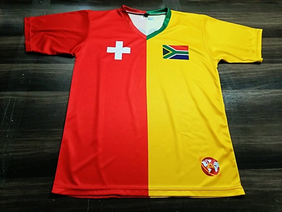 Half home top half away jersey