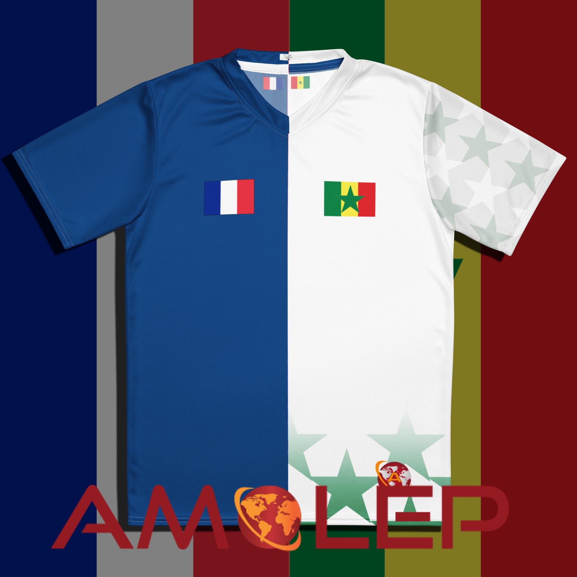 Half France–half Senegal Binational Soccer/football Unisex Jersey