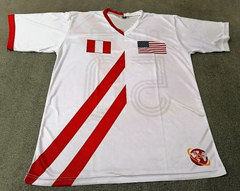 Half Peru Half United States (USA)Soccer/Football Jersey